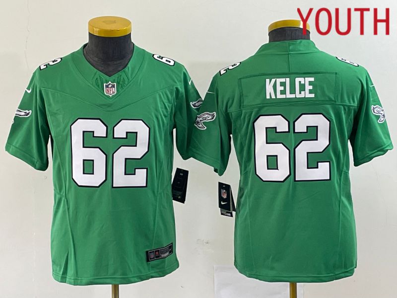 Youth Philadelphia Eagles #62 Kelce Green Nike Throwback Vapor Limited NFL Jersey
